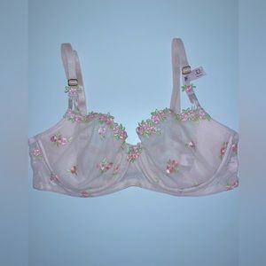 Wicked Caged Rosebud Embroidery Unlined Balconette Bra